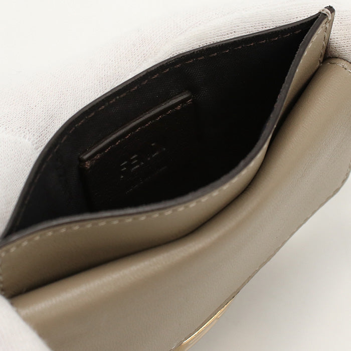 FENDI Baguette Leather Card Case Compact Wallet - Beige