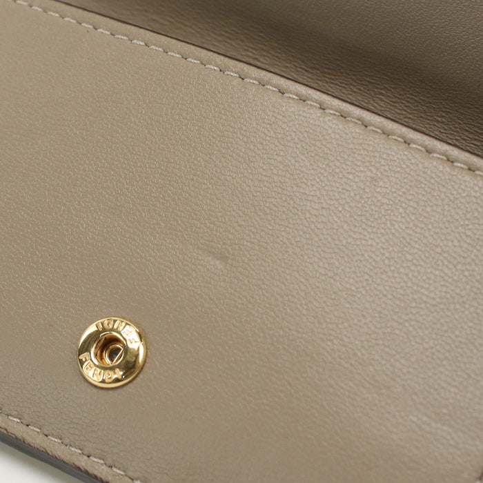 FENDI Baguette Leather Card Case Compact Wallet - Beige