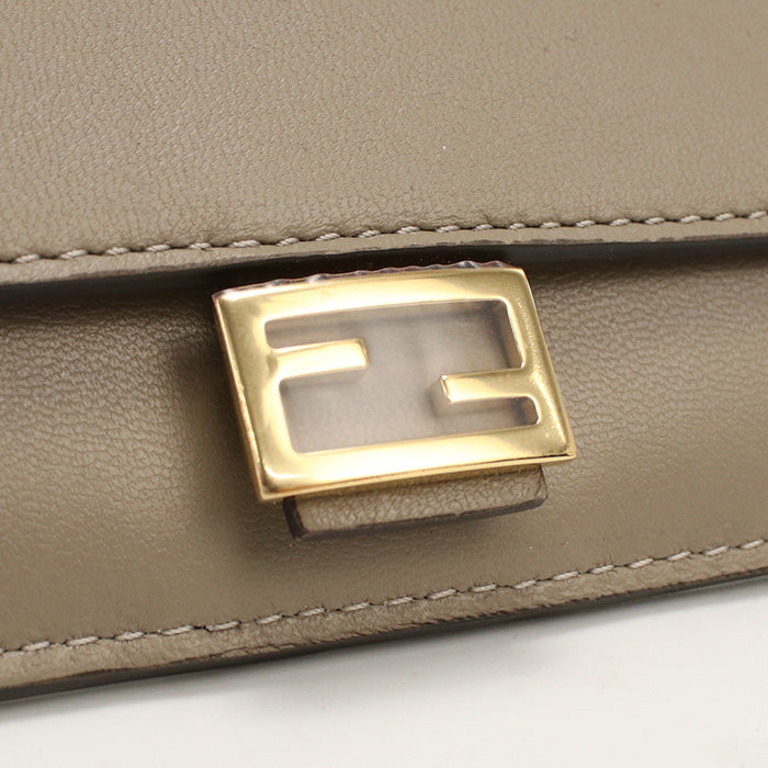 FENDI Baguette Leather Card Case Compact Wallet - Beige
