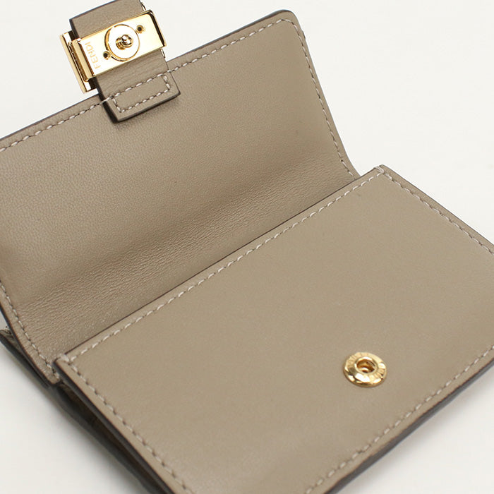 FENDI Baguette Leather Card Case Compact Wallet - Beige