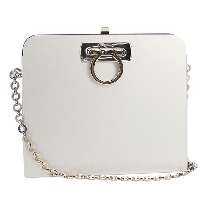 FERRAGAMO Auminum Chain Shoulder Bag - White
