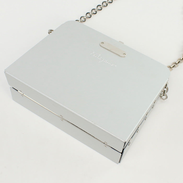 FERRAGAMO Auminum Chain Shoulder Bag - White