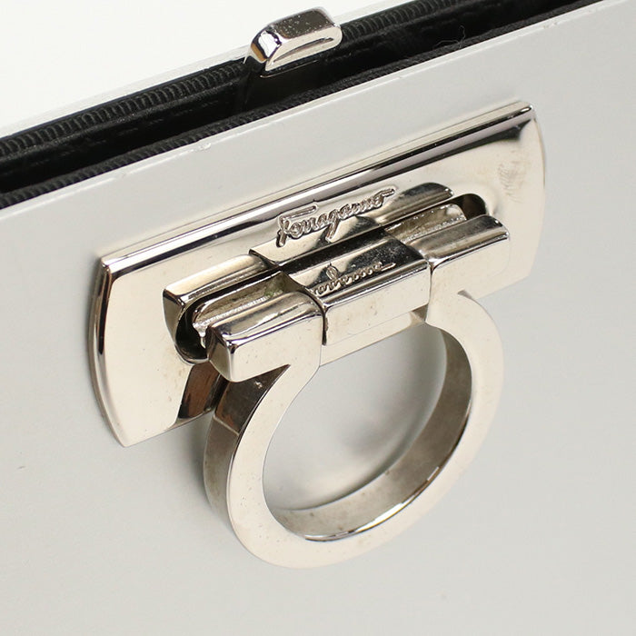 FERRAGAMO Auminum Chain Shoulder Bag - White