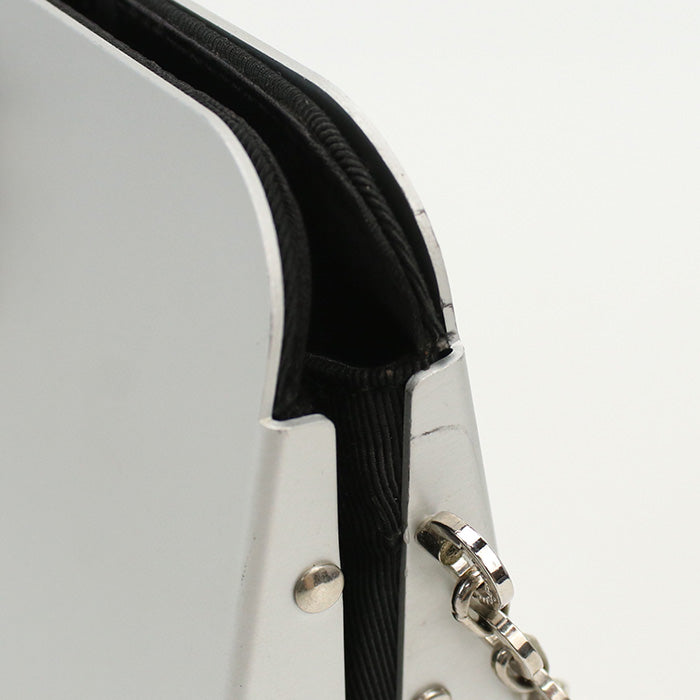 FERRAGAMO Auminum Chain Shoulder Bag - White