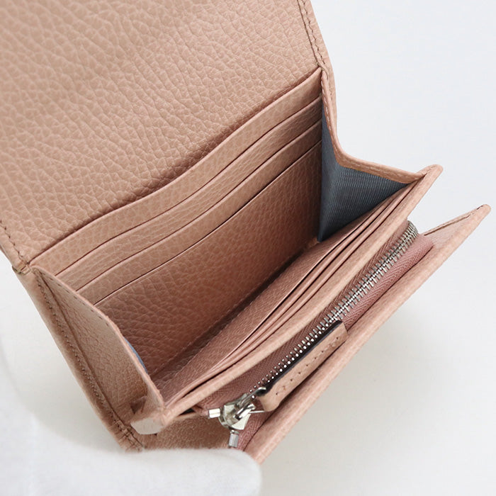 GUCCI Double GG Folded Compact Wallet Leather - Pinkbeige