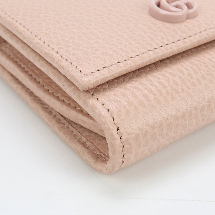 GUCCI Double GG Folded Compact Wallet Leather - Pinkbeige