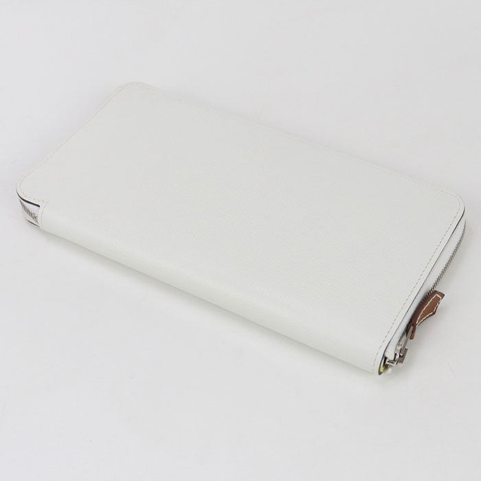 HERMES Azap Long Silk Inn Purse Zip Around Long Wallet - White