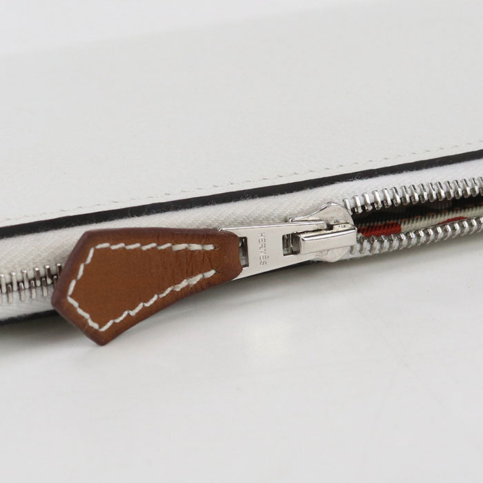 HERMES Azap Long Silk Inn Purse Zip Around Long Wallet - White