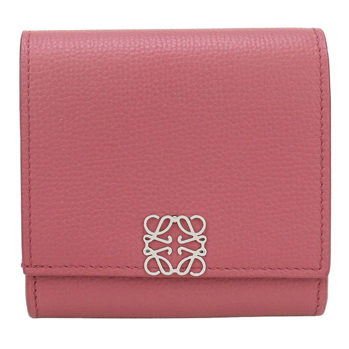 LOEWE Anagram Folded Wallet Calfskin Compact Wallet- Pink