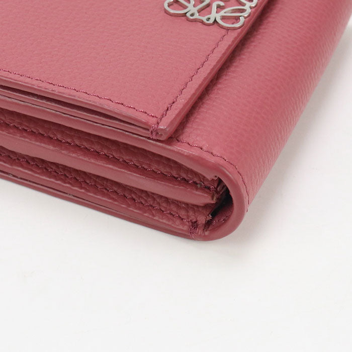 LOEWE Anagram Folded Wallet Calfskin Compact Wallet- Pink