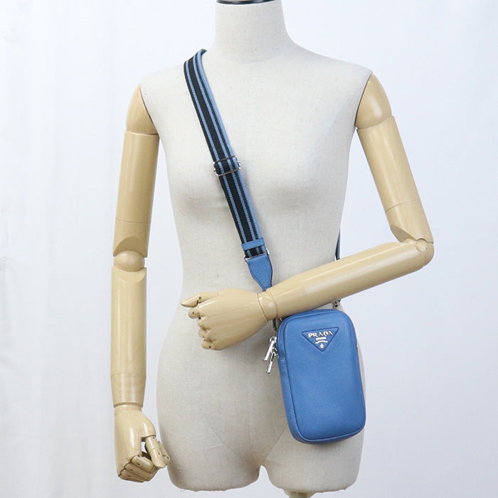 PRADA Saffiano Leather Shoulder Bag - Blue
