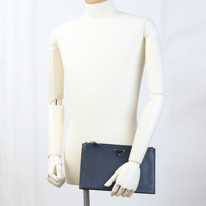 PRADA Saffiano Leather Clutch Bag - Black