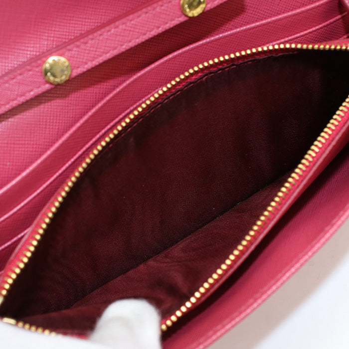 PRADA Saffiano Leather Chain Wallet - Pink
