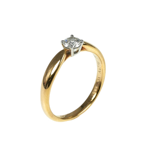 Tiffany Solitaire Diamond Ring 18KYG Pt950 Jewelry