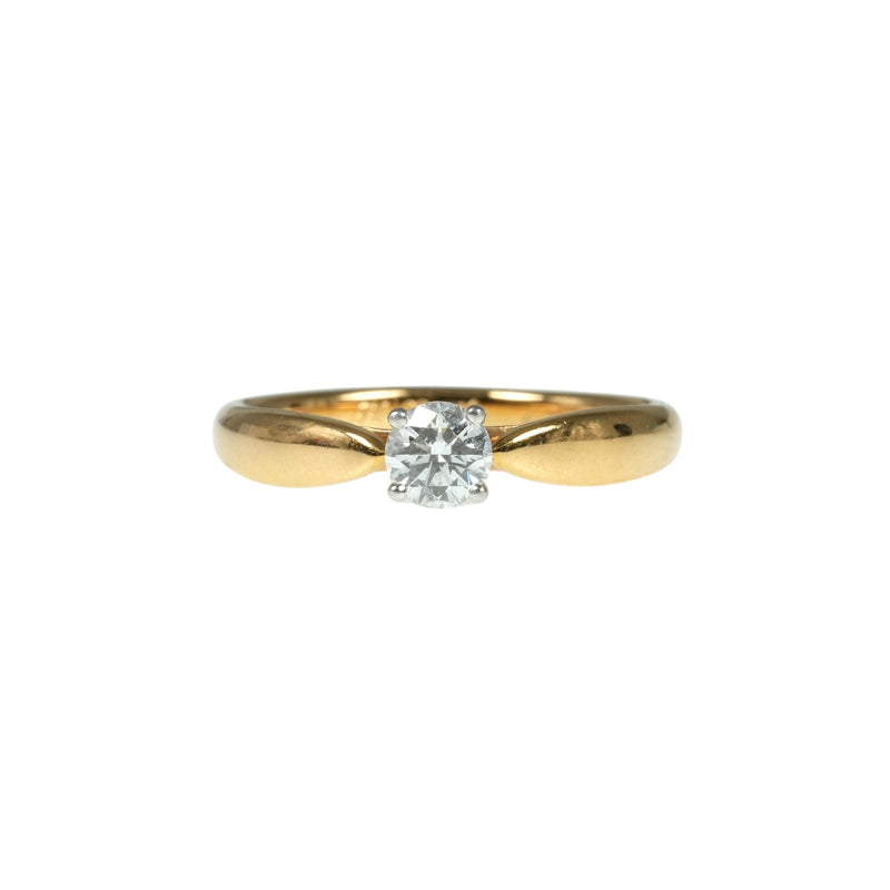 Tiffany Solitaire Diamond Ring 18KYG Pt950 Jewelry