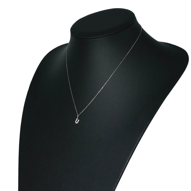 K18 White Gold U Pendant Necklace