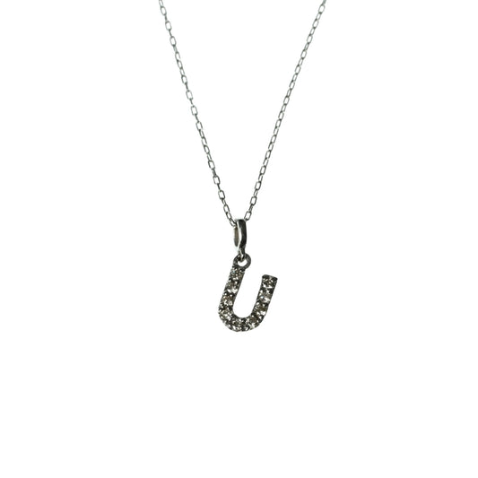 K18 White Gold U Pendant Necklace