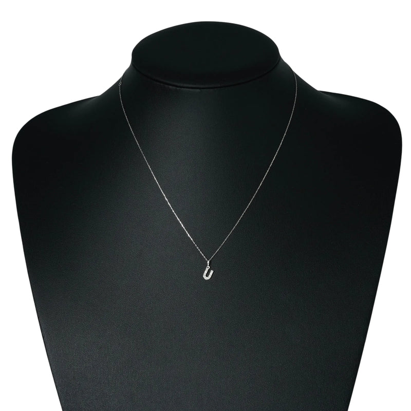 K18 White Gold U Pendant Necklace