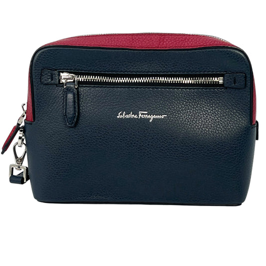 Ferragamo Leather Body Bag Navy Red