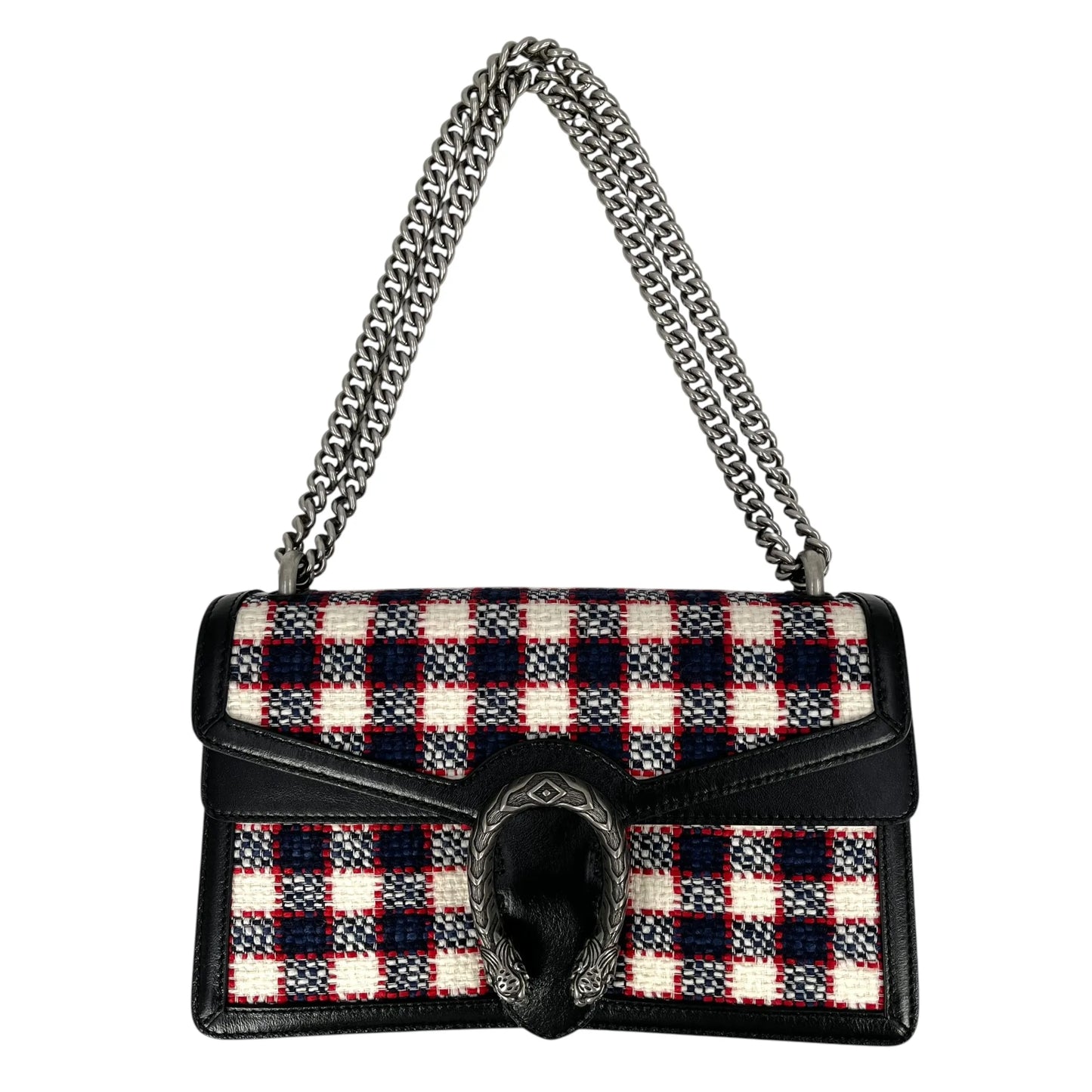 GUCCI Dionysus Tweed Shoulder Bag - Red × Blue × White 