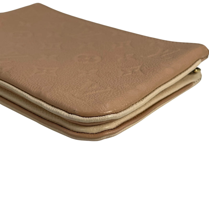 Louis Vuitton Pochette Double Zip Monogram Empreinte Shoulder Bag Chain Shoulder Wallet - Beige Cream