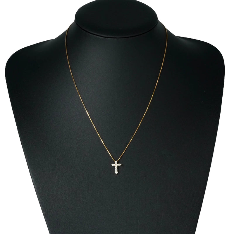 Diamond Cross Pendant Necklace 0.30ct 18K