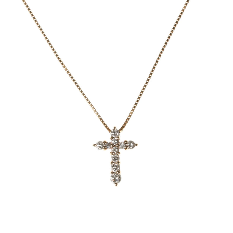Diamond Cross Pendant Necklace 0.30ct 18K
