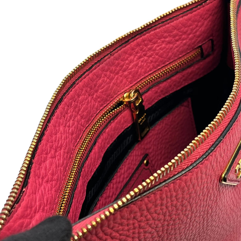 PRADA Vitello Daino Leather Shoulder Bag - Pink