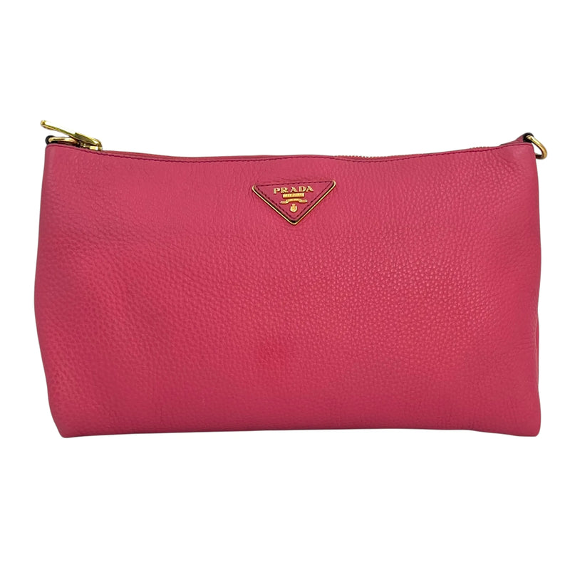 PRADA Vitello Daino Leather Shoulder Bag - Pink
