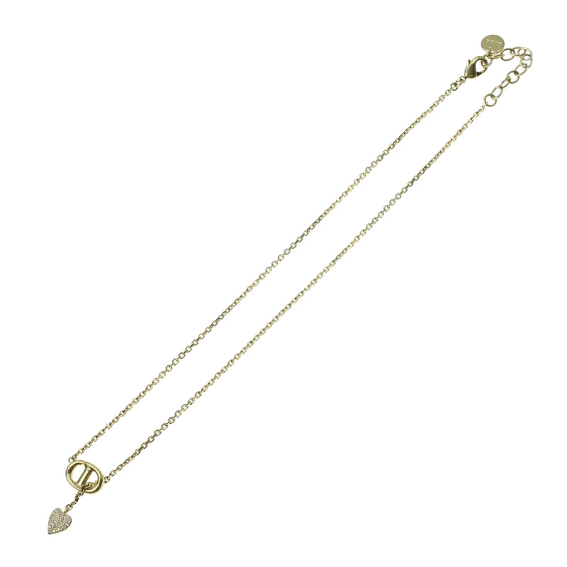 Dior CD Necklace Crystal Heart Charm