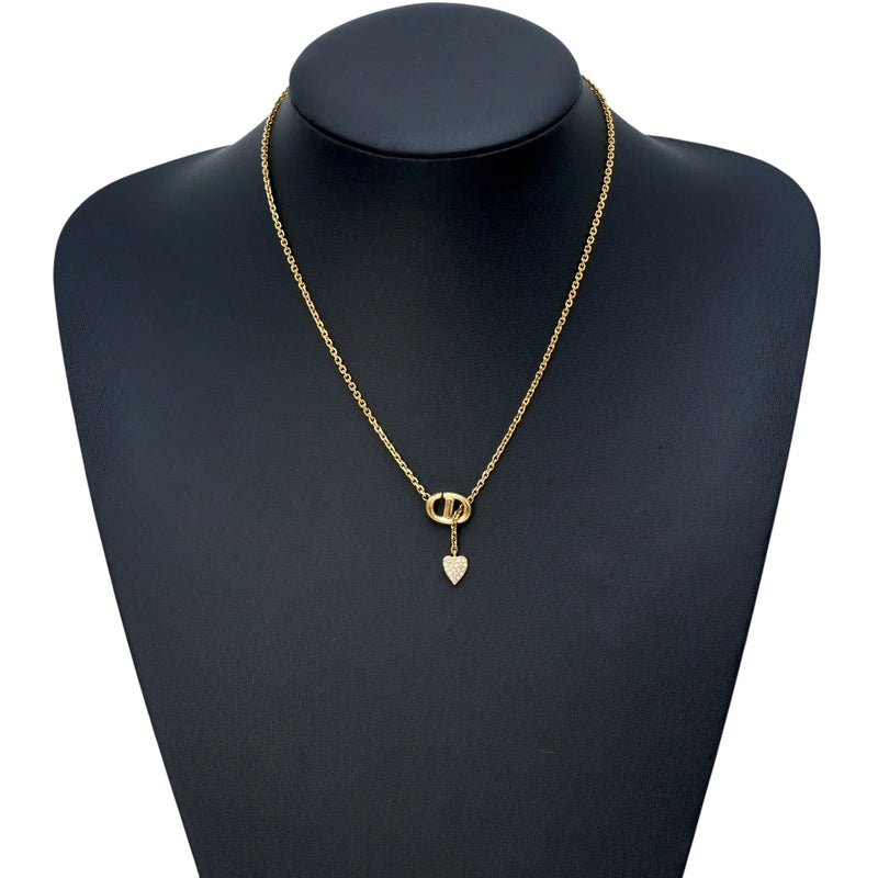 Dior CD Necklace Crystal Heart Charm