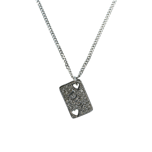 Dior Rhinestone Hearts Playing Card Necklace