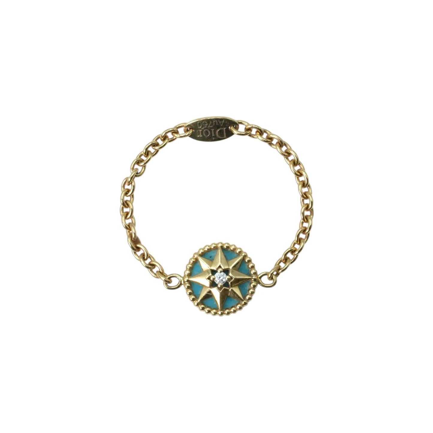 Dior Rose Des Vents Ring 1PD 18KYG Turquoise Jewelry