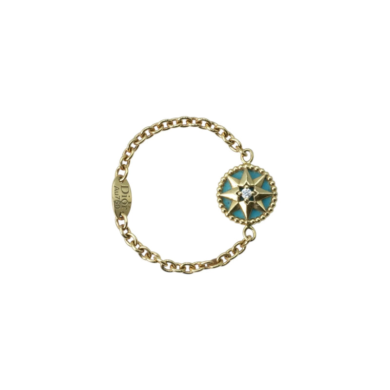 Dior Rose Des Vents Ring 1PD 18KYG Turquoise Jewelry