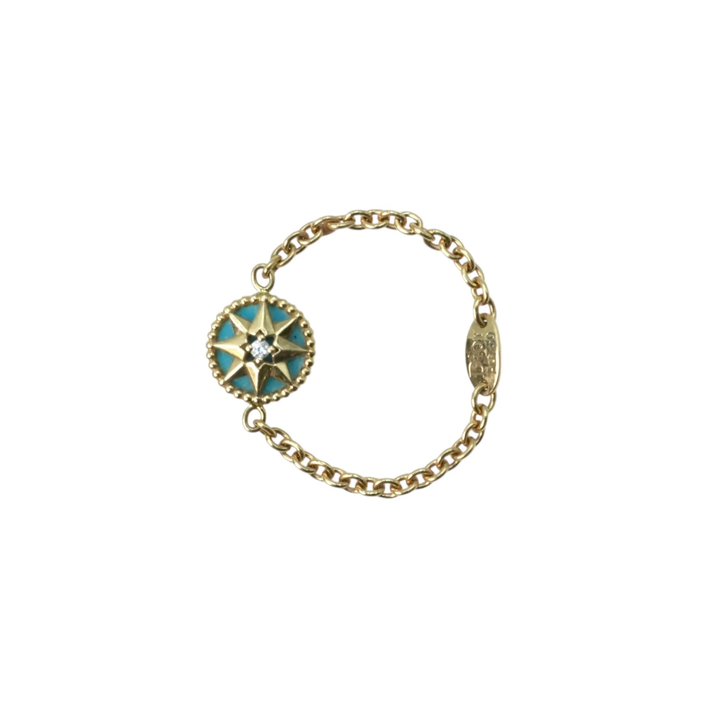 Dior Rose Des Vents Ring 1PD 18KYG Turquoise Jewelry