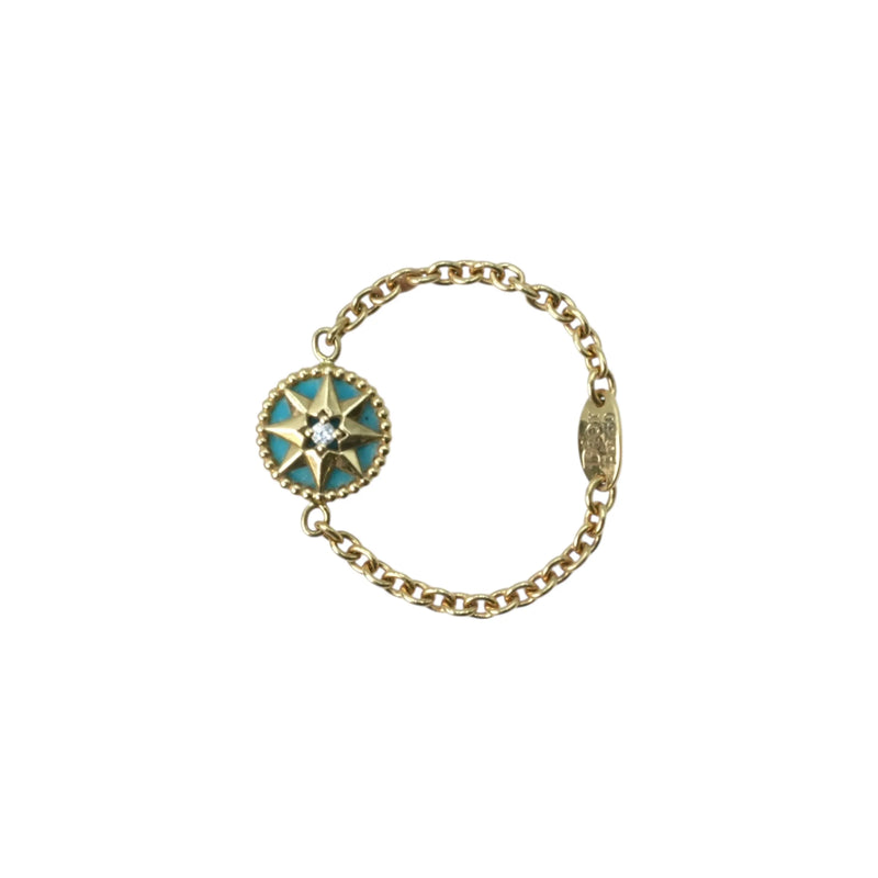 Dior Rose Des Vents Ring 1PD 18KYG Turquoise Jewelry