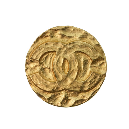 CHANEL CC Logo Round Brooch 95A Accessories - Gold Plated - 5cm