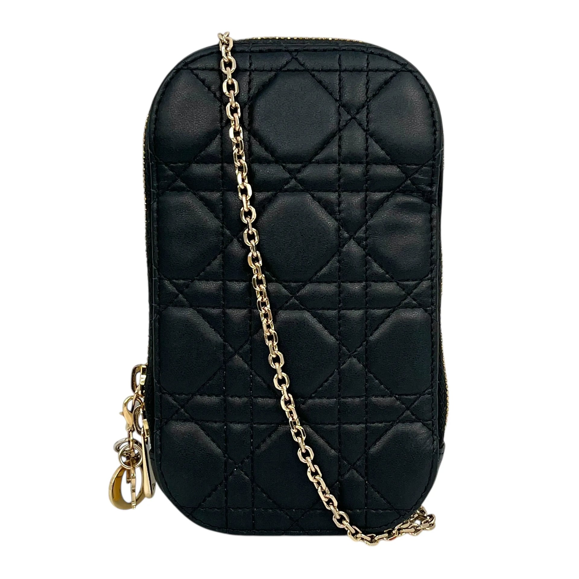 DIOR レディディオール 黒 チェーンバッグ チェーンウォレット　ゴールド Dior レディディオール コールインディオール フォンケース チェーン