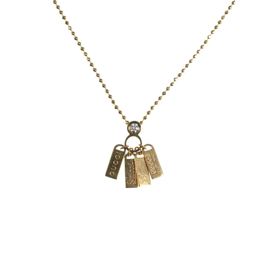 GUCCI Logo Plate 1P Diamond Necklace 18K