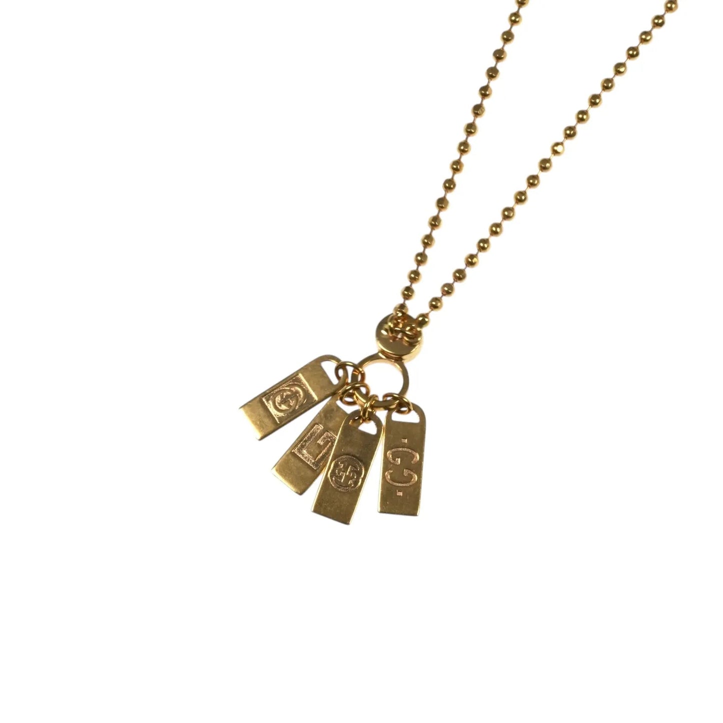 GUCCI Logo Plate 1P Diamond Necklace 18K