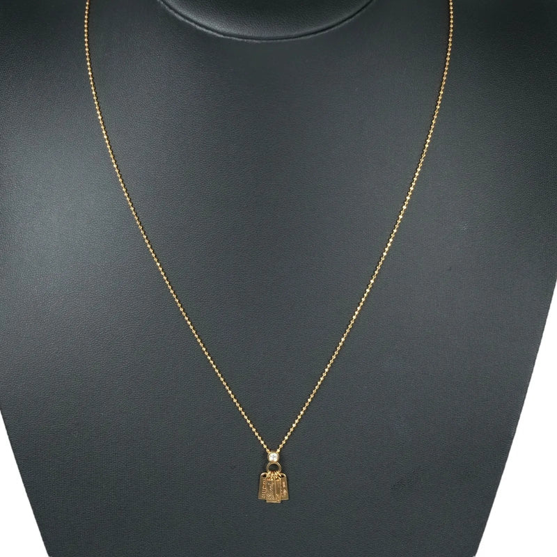 GUCCI Logo Plate 1P Diamond Necklace 18K