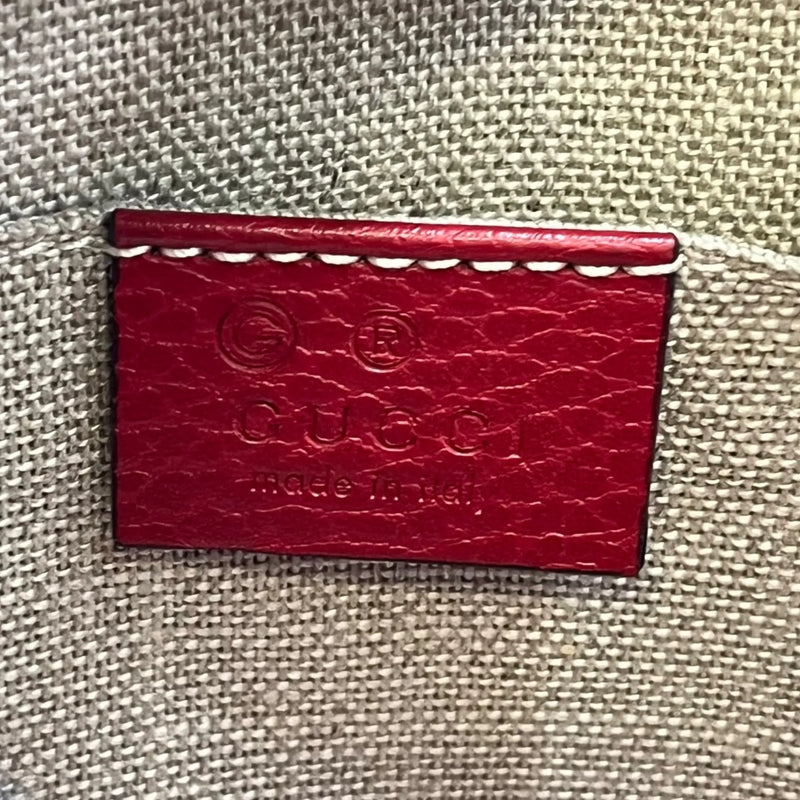 GUCCI GG Canvas and Leather Shoulder Bag - Red