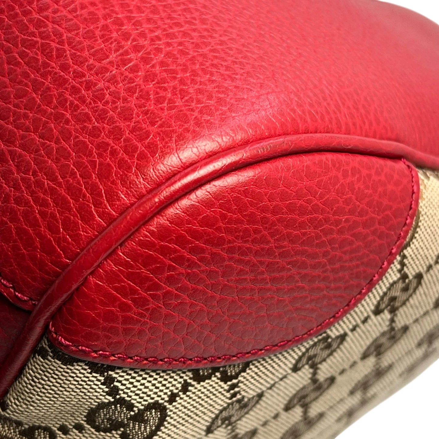 GUCCI GG Canvas and Leather Shoulder Bag - Red