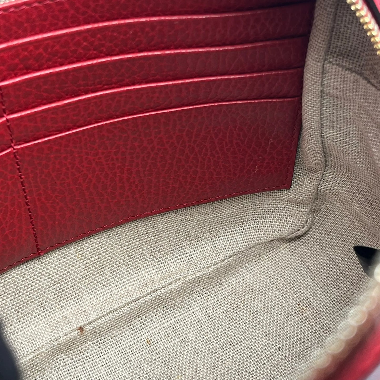 GUCCI GG Canvas and Leather Shoulder Bag - Red
