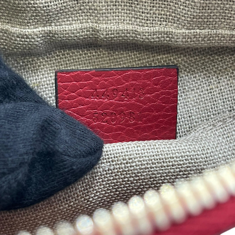 GUCCI GG Canvas and Leather Shoulder Bag - Red