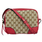 GUCCI GG Canvas and Leather Shoulder Bag - Red