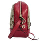 GUCCI GG Canvas and Leather Shoulder Bag - Red