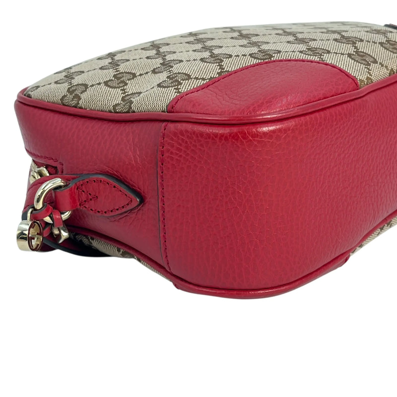 GUCCI GG Canvas and Leather Shoulder Bag - Red