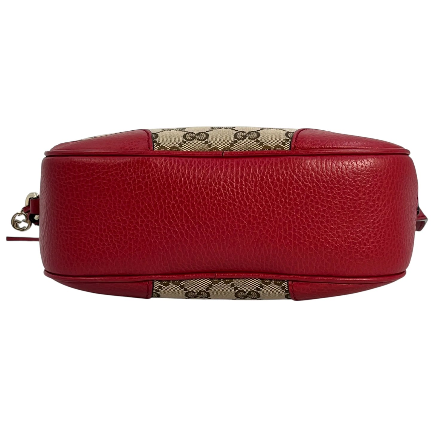 GUCCI GG Canvas and Leather Shoulder Bag - Red