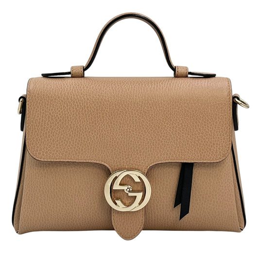 GUCCI Interloking G Chain Shoulder Bag Hand Bag - Beige